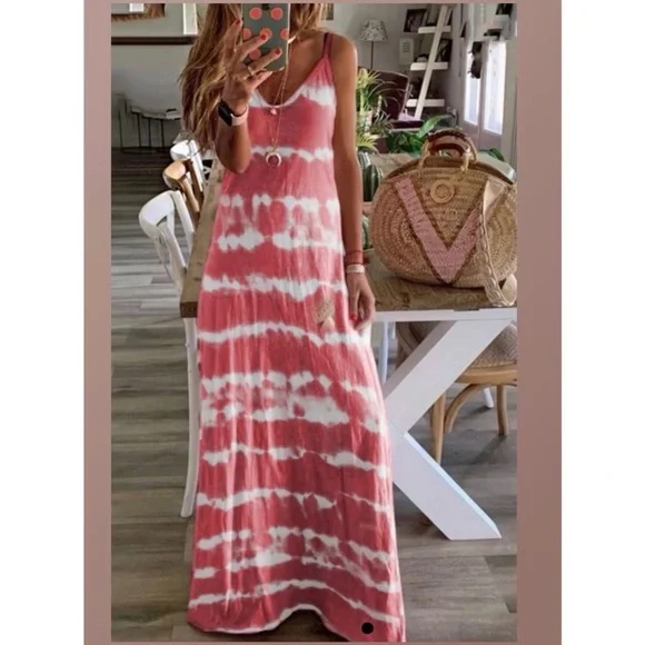 Pink And White Tie Dye Maxi | Color: Pink/White | Size: S | Taree420's Closet